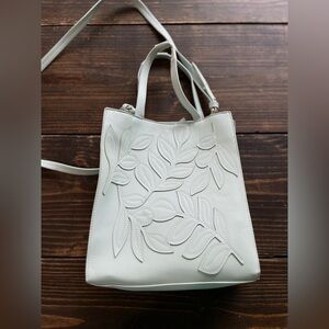 A NEW DAY bag  with leaves designs, light blue/green, NWOT